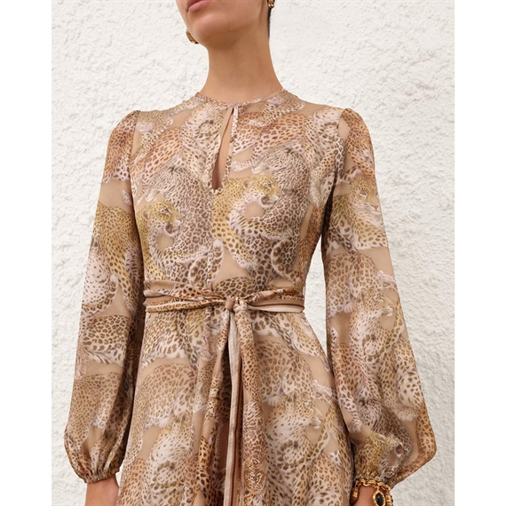 Zimmermann Rebellion Sheath Kjole, Latte Leopard